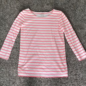 J.Crew White and hot pink 3/4 sleeve shirt